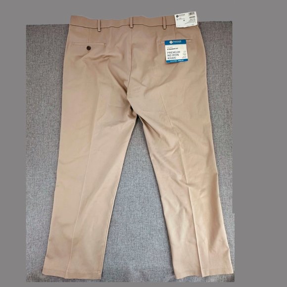 HAGGAR Clothing Mens Pants Khaki Straight Fit 42W X 30L Flex Stretch Flat Front - Picture 12 of 15